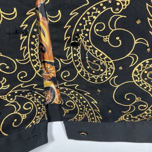 Riccio Essentials Black Gold Paisley Button Front Women's‎ Jacket Size Large - Picture 6 of 16